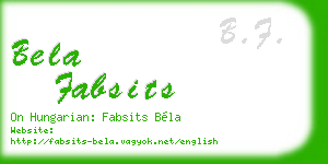 bela fabsits business card